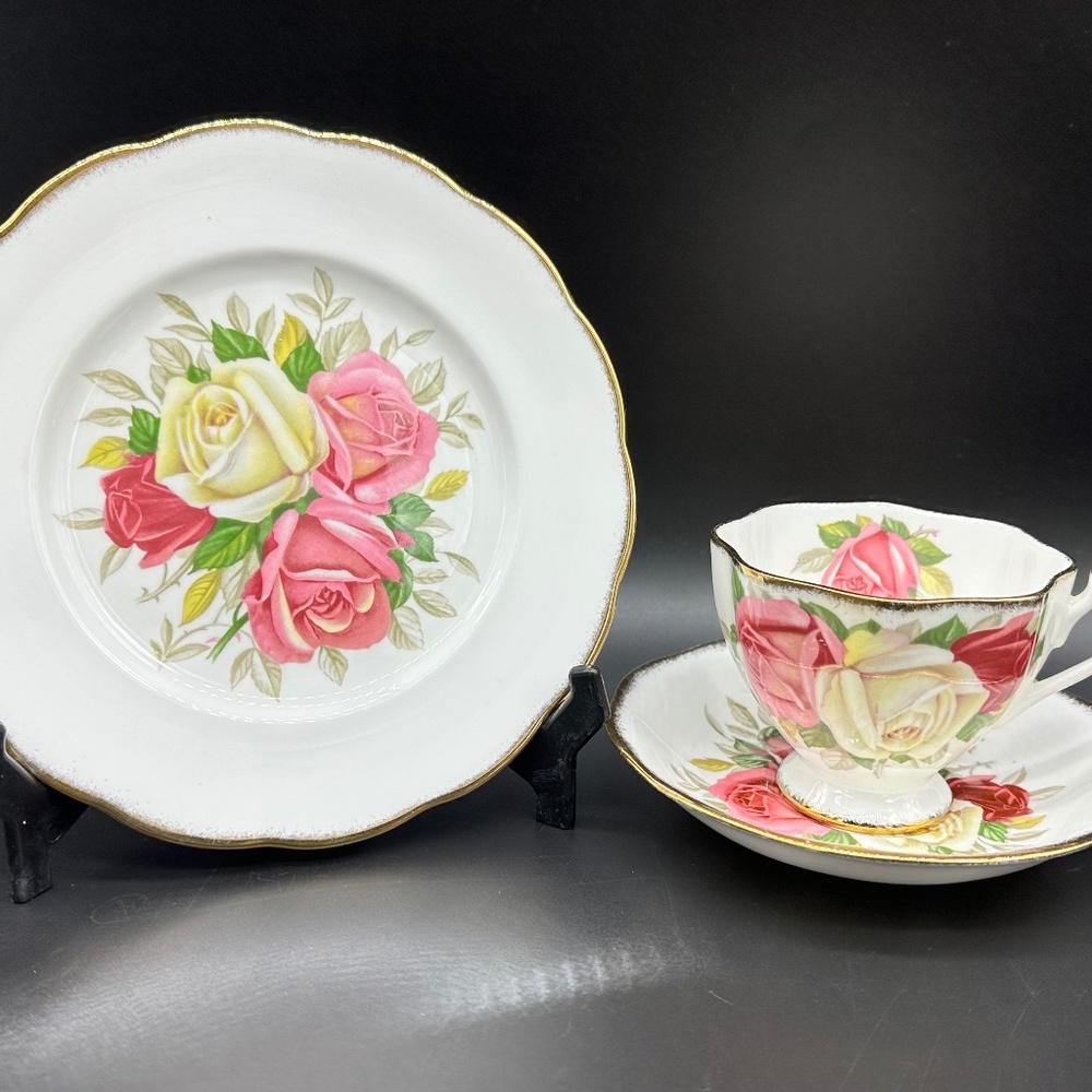Queen Anne Lady Sylvia Tea Trio Bone China England